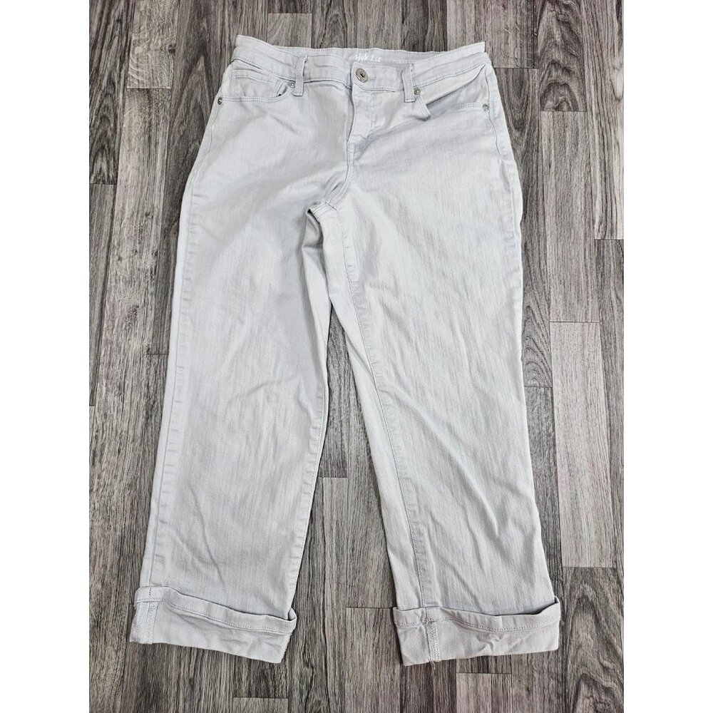 Style‎ & Co Capri Pants Womens 4 Gray Curvy Capri Stretch Cuffed Jeans